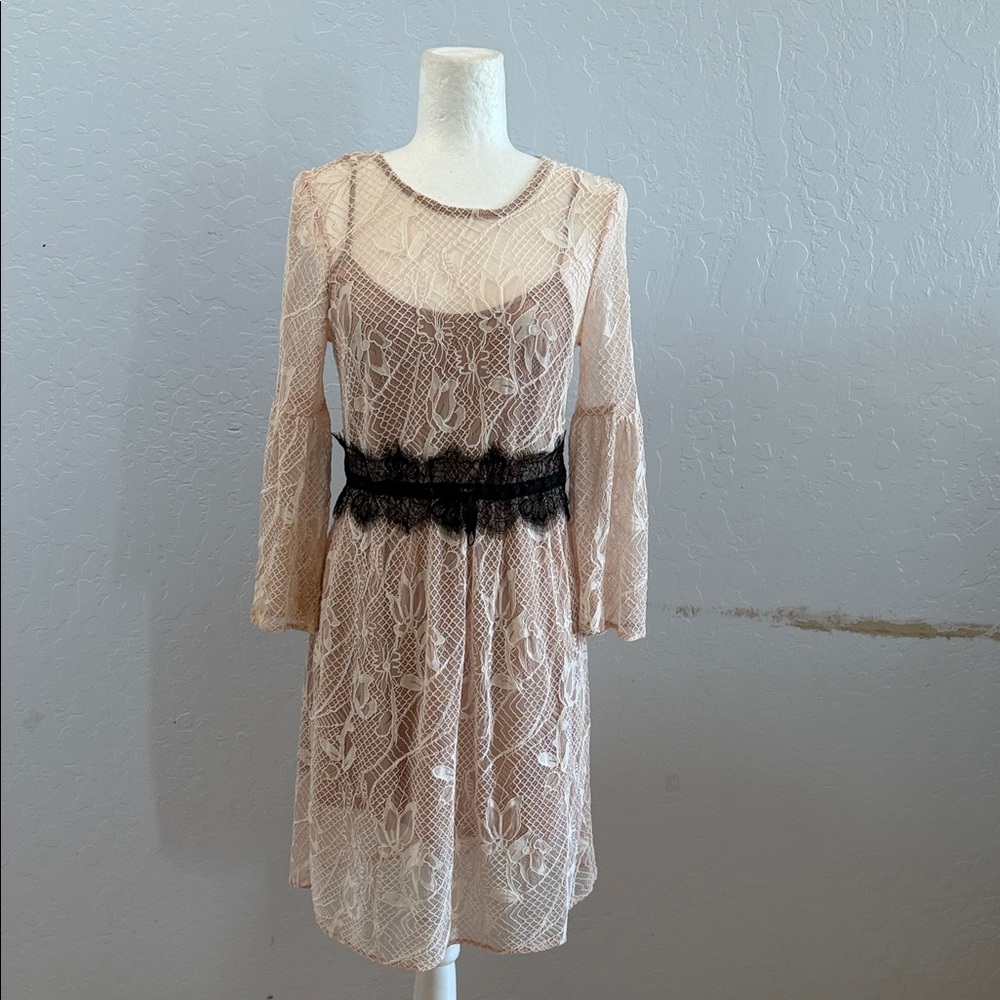 Zara Lace Dress with Black Detail
